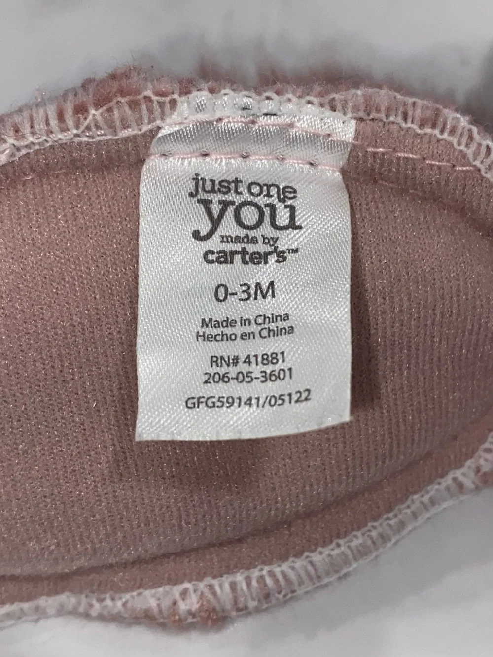 Carter’s Just One You Baby Girl Pink Fuzzy Faux Fur Slippers Size 0-3 Months